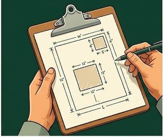 Hands holding clipboard with hand-drawn lot diagram for backyard chicken permit application